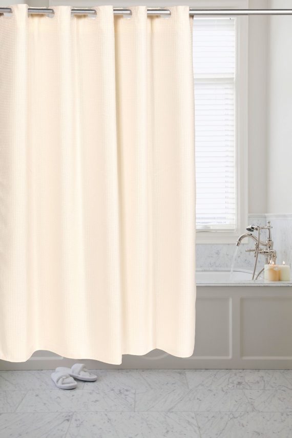 Pre Hooked™ Waffle Weave Fabric Shower Curtain - Image 4