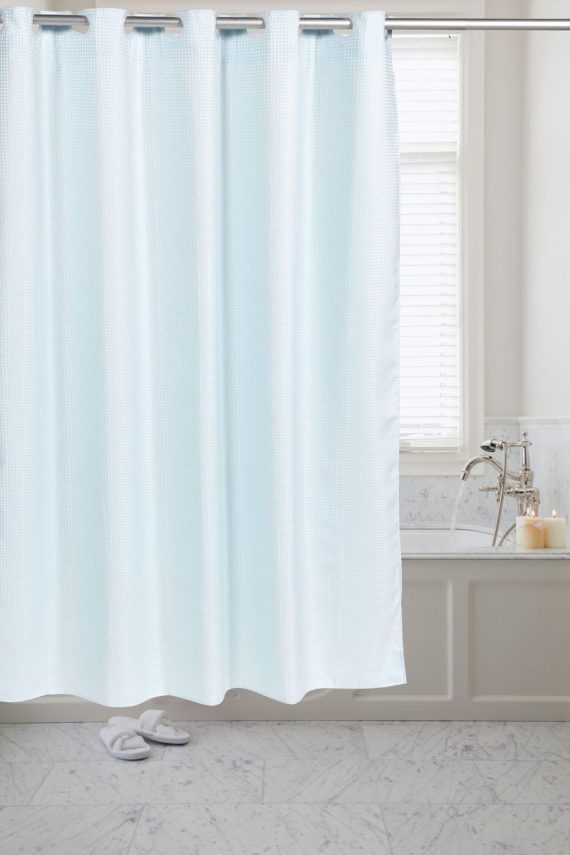 Pre Hooked™ Waffle Weave Fabric Shower Curtain