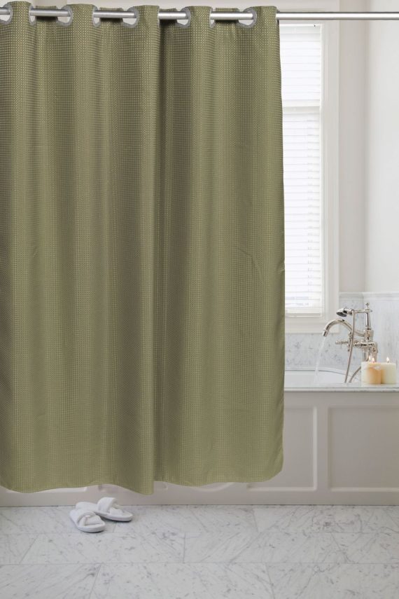 Pre Hooked™ Waffle Weave Fabric Shower Curtain - Image 2
