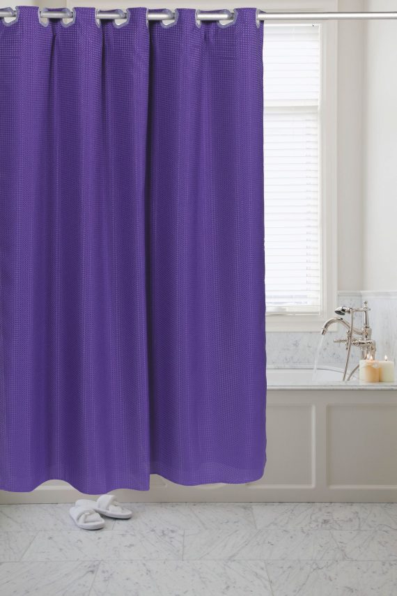 Pre Hooked™ Waffle Weave Fabric Shower Curtain - Image 3