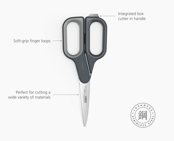 Joseph Joseph PlusCut Gray Scissors with Integrated Box Cutter - Image 6