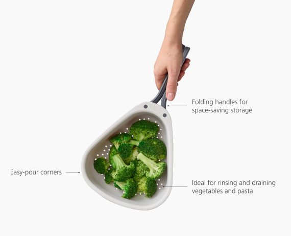 Joseph Joseph Droplet Large White Colander with Folding Handle - Image 6