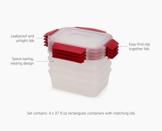 Joseph Joseph Nest Lock 8-Piece Red 1.1L Food Container Set - Image 4