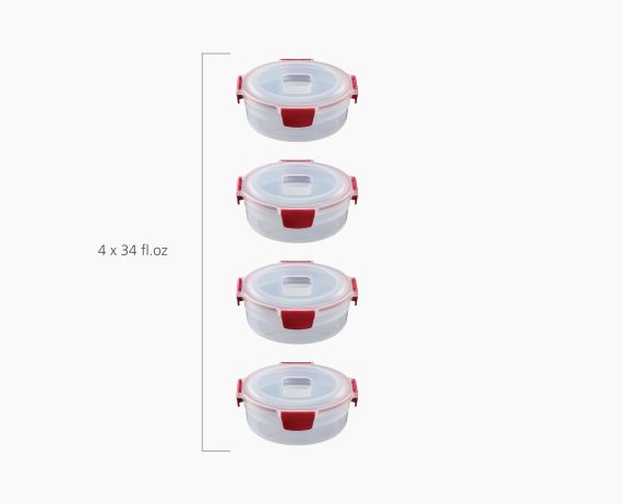 Joseph Joseph Nest Lock 8-Piece Red 1L Round Food Container Set - Image 5