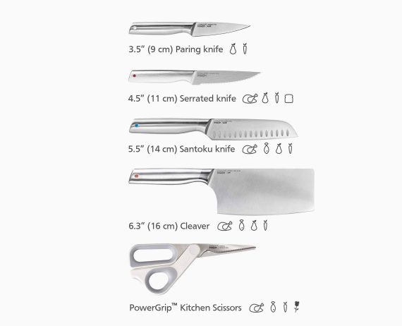 Joseph Joseph Elevate Fusion 5-piece Knife & Scissor Set with Beechwood Block - Image 10