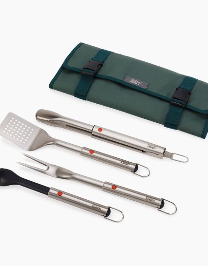 Joseph Joseph GrillOut 4-Piece Stainless-Steel BBQ Utensil Set with Storage Case