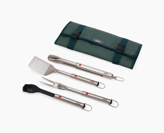 Joseph Joseph GrillOut 4-Piece Stainless-Steel BBQ Utensil Set with Storage Case