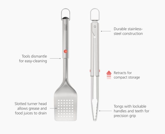 Joseph Joseph GrillOut 2-Piece Stainless-Steel BBQ Turner & Tongs Set - Image 7
