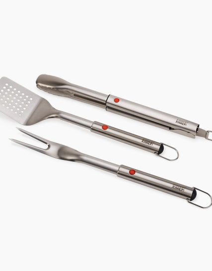 Joseph Joseph GrillOut 3-Piece Stainless-Steel BBQ Turner, Tongs & Fork Set