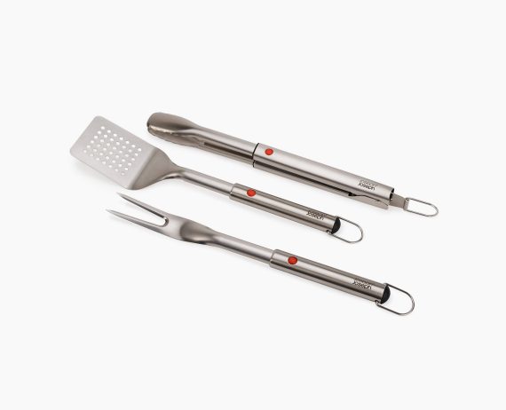 Joseph Joseph GrillOut 3-Piece Stainless-Steel BBQ Turner, Tongs & Fork Set