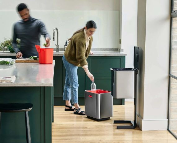 Joseph Joseph Totem Max 60L Stainless-steel Waste & Recycling Trash Can Starter Set - Image 2