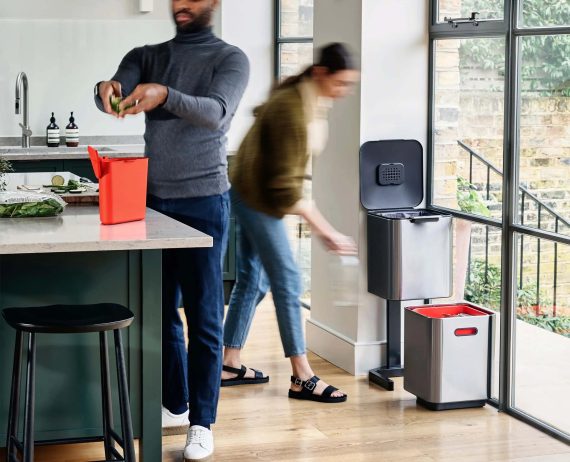 Joseph Joseph Totem Compact 40L Stainless-steel Waste & Recycling Trash Can Starter Set - Image 2