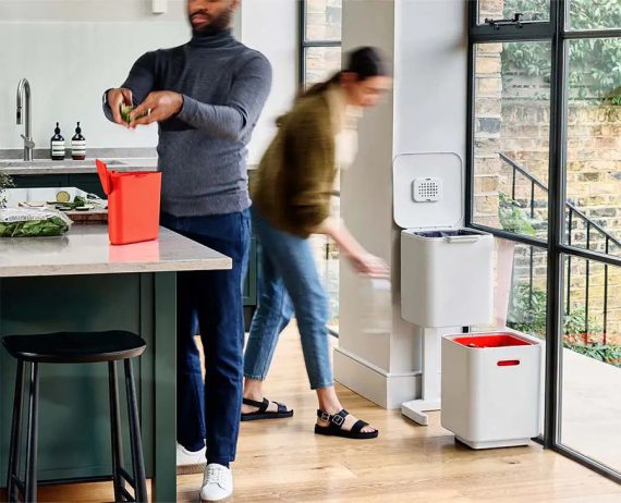 Joseph Joseph Totem Compact 40L Stone Waste & Recycling Trash Can Starter Set - Image 2