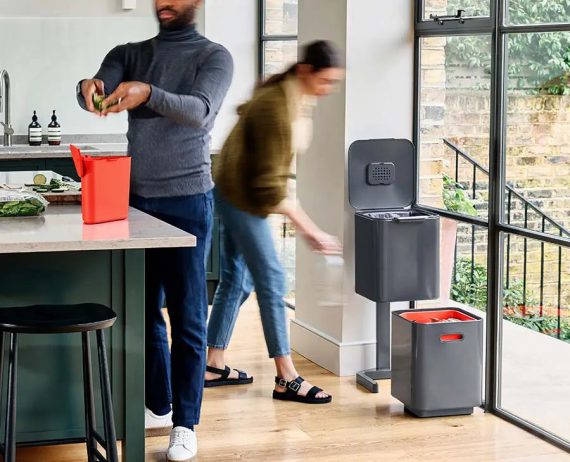 Joseph Joseph Totem Compact 40L Gray Waste & Recycling Trash Can Starter Set - Image 2