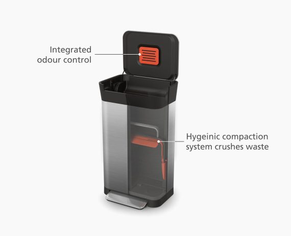 Joseph Joseph Titan 30L Stainless-steel Trash Compactor Starter Set - Image 3