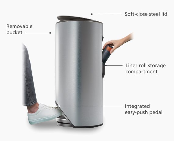 Joseph Joseph Arc 30L Easy-push Stainless-steel Pedal Trash Can - Image 4