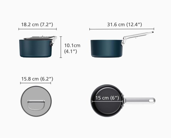 Joseph Joseph Space Folding Handle Ceramic Non-stick 1.4 Qt. Blue Saucepan & Lid - Image 6