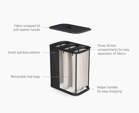 Joseph Joseph Tota Trio Luxe 90L Black Laundry Separation Basket - Image 6