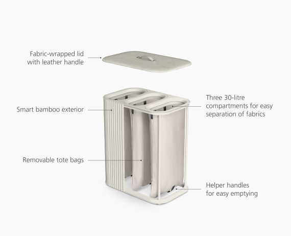Joseph Joseph Tota Trio Luxe 90L Ecru Laundry Separation Basket - Image 6