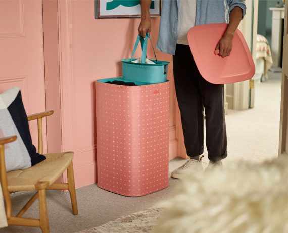 Joseph Joseph Tota Pop 60L Coral Laundry Separation Basket - Image 2
