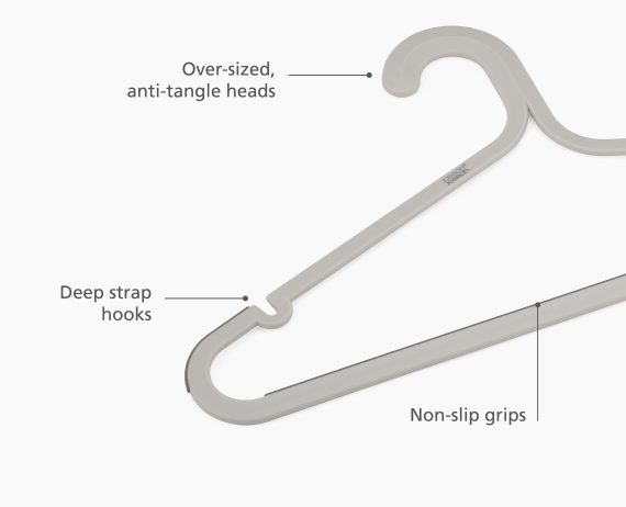 Joseph Joseph Orderly Set of 5 Anti-tangle Ecru Clothes Hangers - Image 8