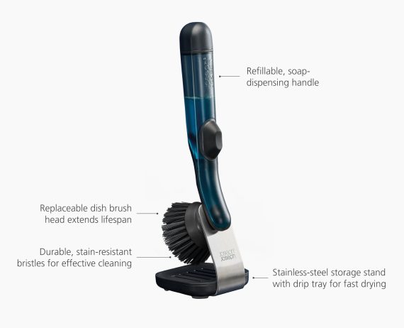 Joseph Joseph SinkTech Soap Dispensing Dish Brush with Steel Stand - Image 6