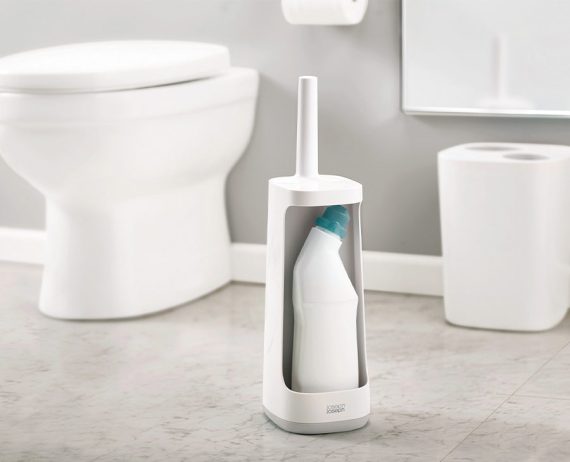 Joseph Joseph Flex Plus Light Gray Toilet Brush with Storage Caddy - Image 2