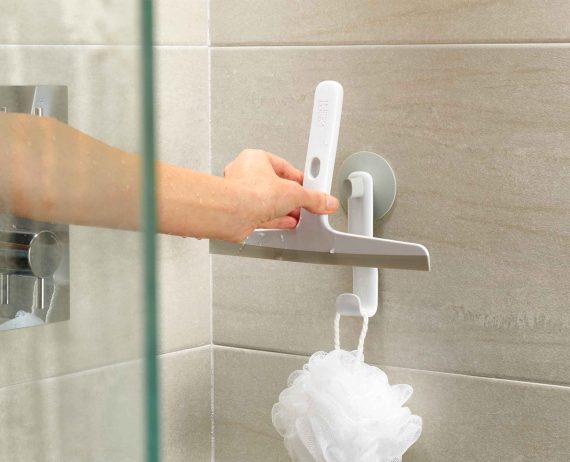 Joseph Joseph EasyStore Light Gray Shower Squeegee with Storage Hook - Image 5