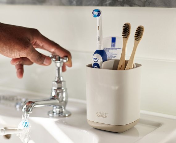 Joseph Joseph EasyStore Matt Ecru Toothbrush Holder - Image 2