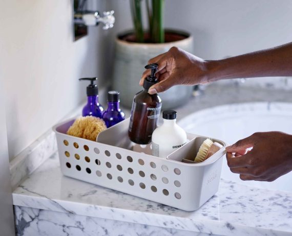 Joseph Joseph EasyStore Slimline Ecru Bathroom Storage Basket - Image 3