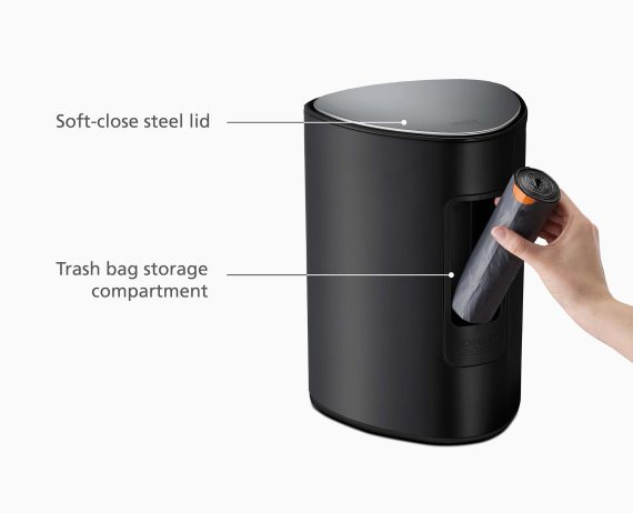 Joseph Joseph EasyStore 5L Matt Black Pedal Trash Can - Image 6