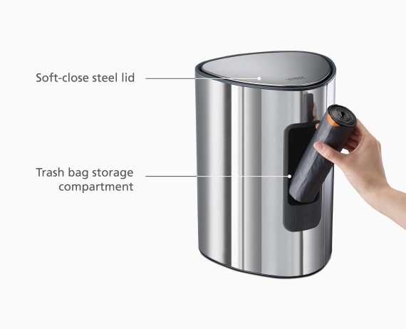 Joseph Joseph EasyStore Luxe 5L Stainless-steel Pedal Trash Can - Image 6