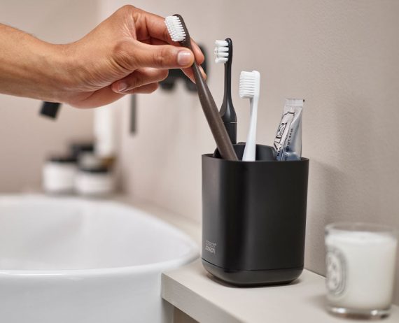 Joseph Joseph EasyStore Matt Black Toothbrush Holder - Image 2