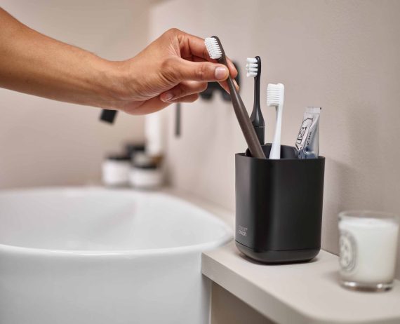 Joseph Joseph EasyStore Matt Black Toothbrush Holder - Image 3