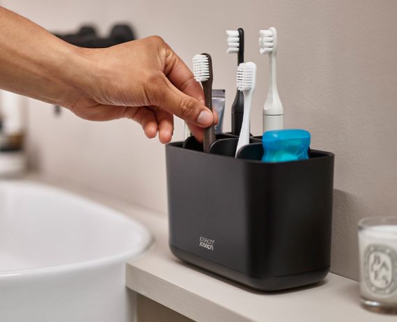 Joseph Joseph EasyStore Large Matt Black Toothbrush Holder - Image 2