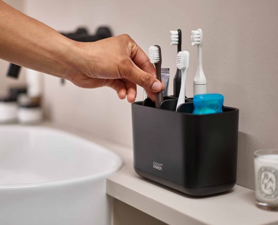 Joseph Joseph EasyStore Large Matt Black Toothbrush Holder - Image 3