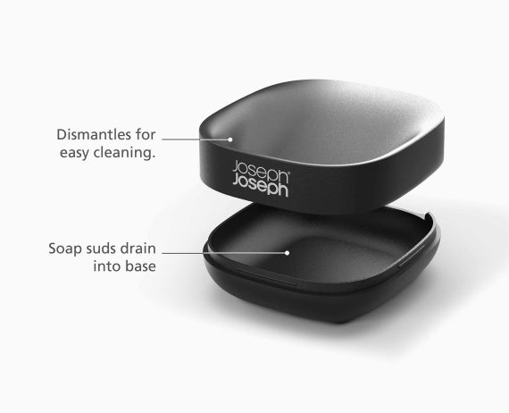 Joseph Joseph Slim Compact Matt Black Soap Dish - Image 8