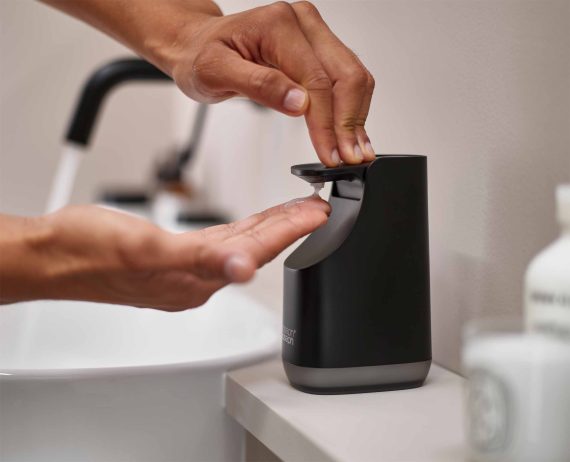 Joseph Joseph Slim Compact Matt Black Soap Dispenser - Image 3