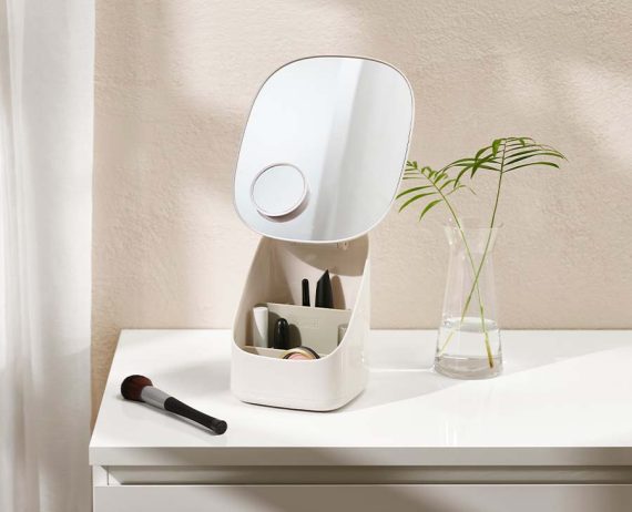Joseph Joseph Viva Pedestal Mirror with Cosmetic Organizer - Image 2