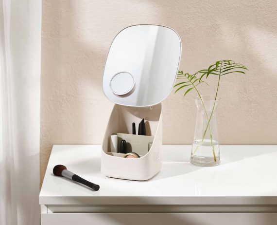 Joseph Joseph Viva Pedestal Mirror with Cosmetic Organizer - Image 3