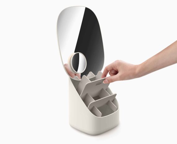 Joseph Joseph Viva Pedestal Mirror with Cosmetic Organizer - Image 4