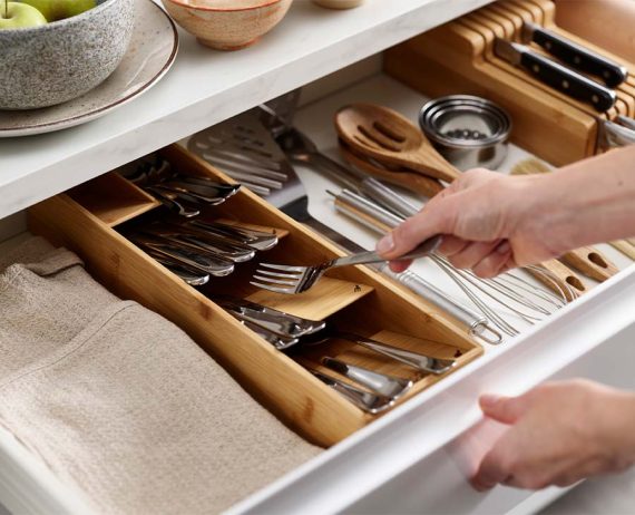 Joseph Joseph DrawerStore Bamboo Compact Cutlery Organizer - Image 2