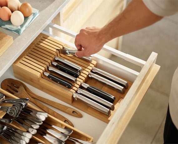 Joseph Joseph DrawerStore Bamboo Large 2-tier Knife Organizer - Image 2
