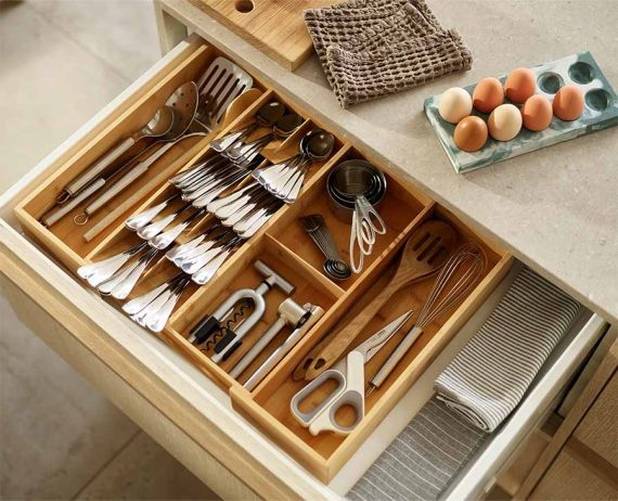 Joseph Joseph DrawerStore Bamboo Expanding Cutlery, Utensil & Gadgets Organizer - Image 2