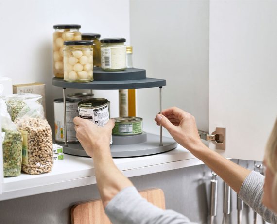 Joseph Joseph CupboardStore 2-tier Gray Rotating Organizer - Image 2