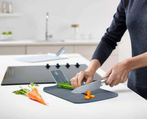 Joseph Joseph Chop2Pot Plus 2-piece Blue Cutting Board Set - Image 3