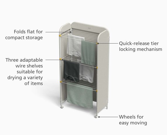 Joseph Joseph Eclipse 3-tier Ecru Clothes Drying Rack With Screen - Image 5
