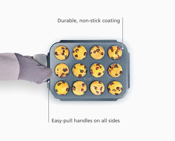 Joseph Joseph Nest Bake Non-Stick 12 Cup Blue Muffin Pan - Image 4