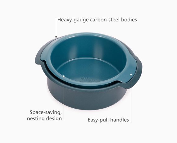 Joseph Joseph Nest Bake Non-Stick 2-piece Blue Round Cake Pan Set - Image 4