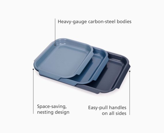 Joseph Joseph Nest Bake Non-Stick 3-piece Blue Baking Pan Set - Image 4